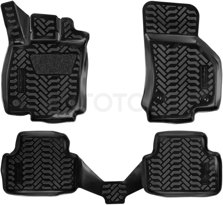 Ковры для Skoda Octavia (A7) (13-), 4 шт., (крепеж), выс. борт, 3D с подпятником, ТЭП, черн.
