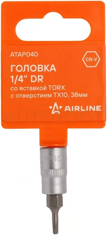 Головка 1/4" со вставкой TORX с отверстием TX10, L=38мм