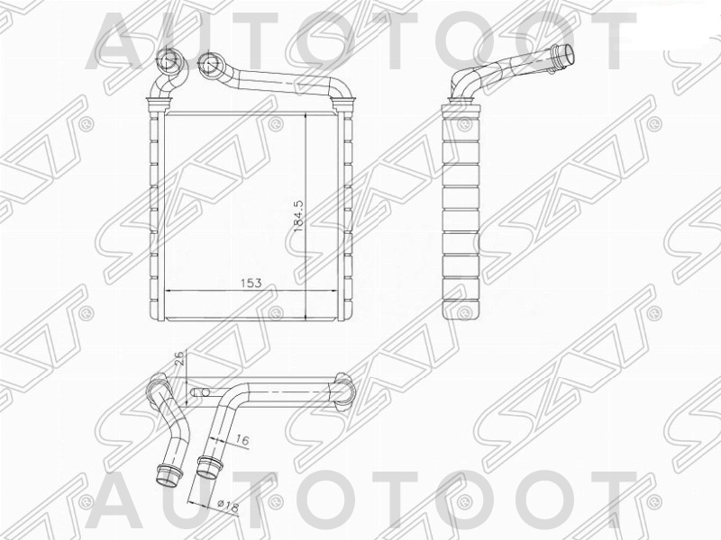 Радиатор отопителя салона -STAU07395A0 Sat для SKODA SUPERB, SKODA YETI, VOLKSWAGEN TIGUAN, VOLKSWAGEN PASSAT, VOLKSWAGEN GOLF, VOLKSWAGEN PASSAT CC