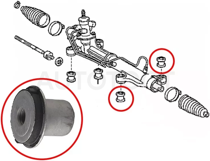 Сайлентблок рулевой рейки Toyota Ipsum (ACM20) 01-09 / Noah 01-07 (2WD)
