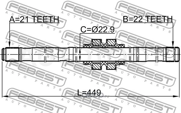 Вал приводной передний левый -0212E11LH Febest для NISSAN NOTE