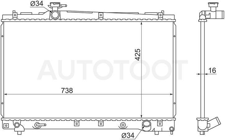 Радиатор Toyota Ipsum (ACM20) 01-09 / Noah 01-13 - Артикул SGTY0002ACM20 - Производитель Sat - Фото, Отзывы, Цены
