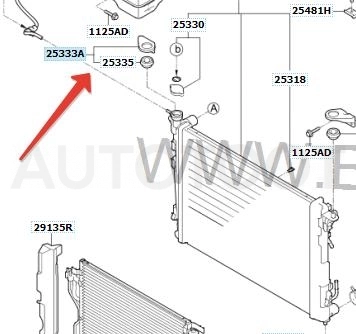 Кронштейн радиатора верхний правый -253332S000 Hyundai-Kia для KIA SPORTAGE
