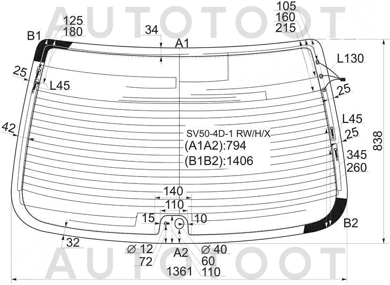 Стекло заднее (крышка багажника) с обогревом -  для TOYOTA VISTA