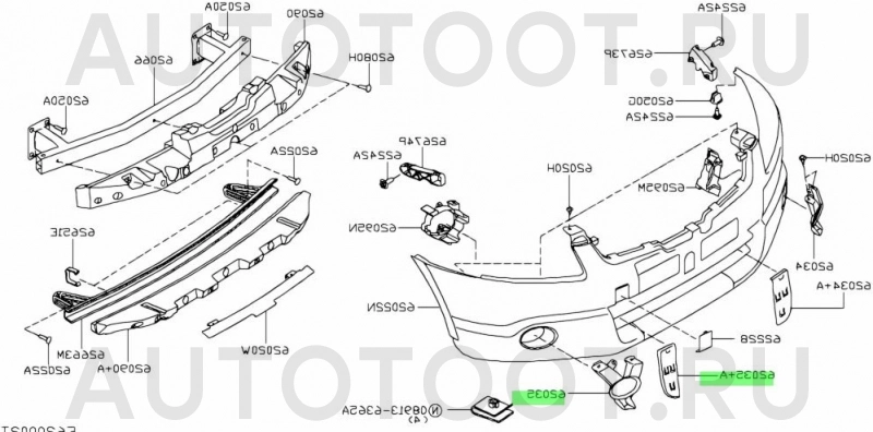 Оправа противотуманной фары правая -2152515RUD Depo для NISSAN QASHQAI