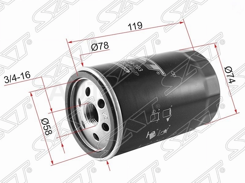 Фильтр масляный 1.6/1.8/2.0 -STYF0914303 Sat для FORD FOCUS, FORD FIESTA, FORD MONDEO, MAZDA TRIBUTE