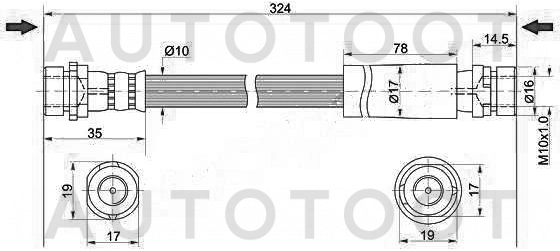 Шланг тормозной задний -STD43643810 Sat для FORD FIESTA, FORD FUSION, MAZDA 2 (DEMIO)