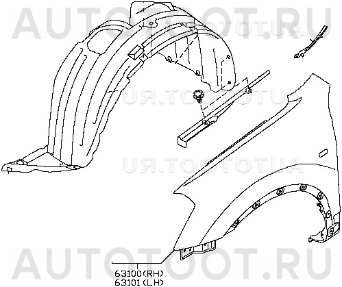 Крыло переднее левое -01537011 Oran для NISSAN QASHQAI
