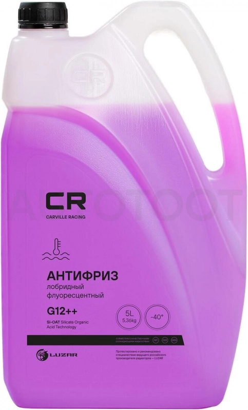 Антифриз CR лобридный флуор. -40°С, G12++, фиолет, готовый, 5л/5.36кг