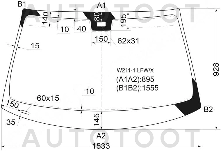 Стекло лобовое в клей -  для MERCEDES E-CLASS