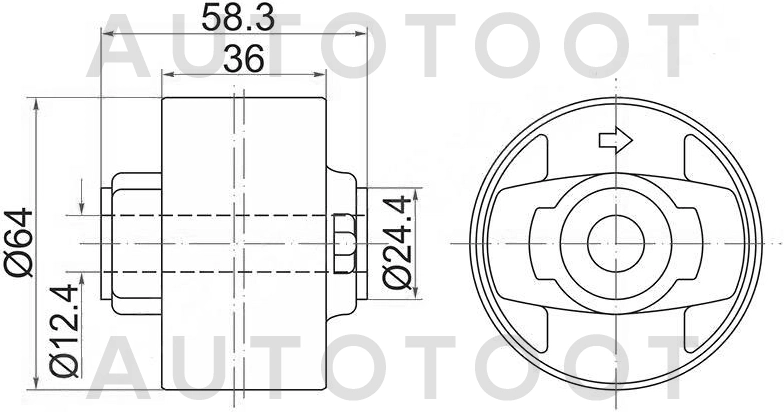 Опора дифференциала левая=правая 4WD -  для TOYOTA AURIS, TOYOTA COROLLA, TOYOTA RAV4