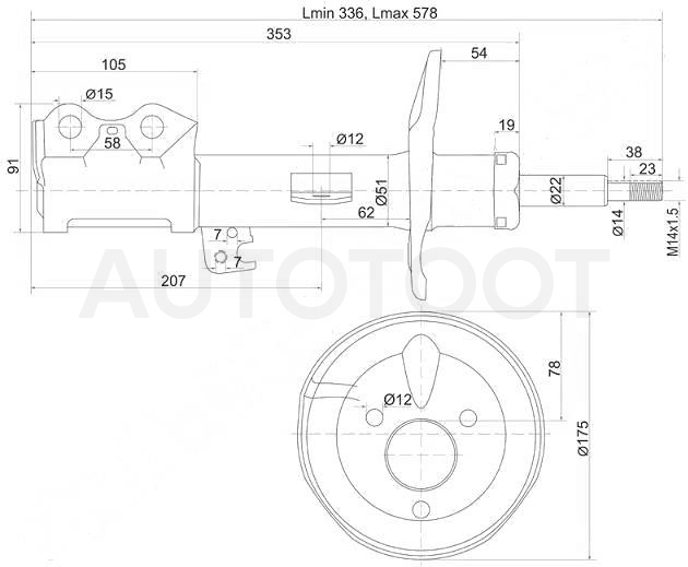 Амортизатор передний левый -PSA333456 Patron для TOYOTA COROLLA AXIO, TOYOTA COROLLA FIELDER