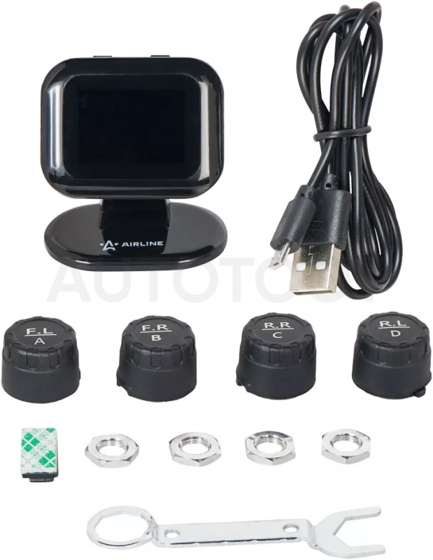 Система контроля давления в шинах TPMS, 4 внеш. датчика, дисплей мини - Артикул AEBJ001 - Производитель Airline - Фото, Отзывы, Цены