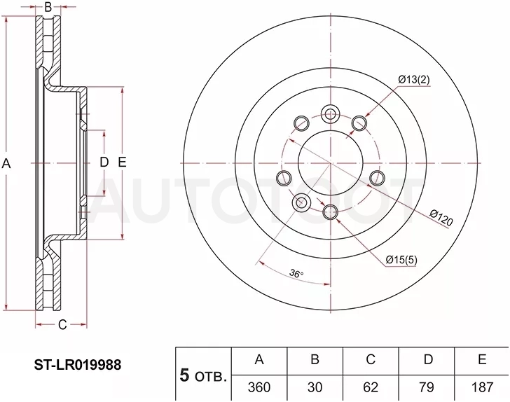 Диск тормозной (Перед) Land Rover Discovery 04-17 / Range Rover Sport 05-13