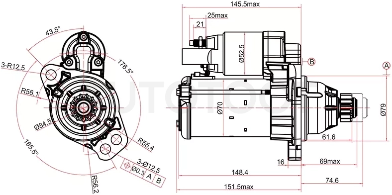 Стартер Audi A3 12-19 / Q3 11-19 / Skoda Kodiaq 16-22 / Octavia 12-20 / Rapid 12- / Volkswagen Golf 12-19 / Jetta 10- / Passat 80- / Polo 09-22 / Audi A1 15-18 / S3 13-16 / SEAT Ibiza 08-17 / Leon 12-20 / Toledo 15-19 / Skoda Citigo 11-19 / Fabia 14-18 /