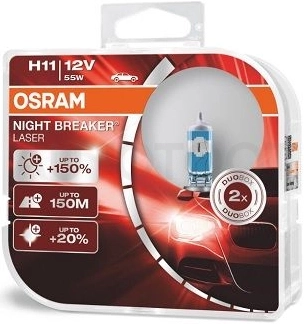 Лампа H11 12V 55W NIGHT BREAKER LASER +150% больше света 2шт