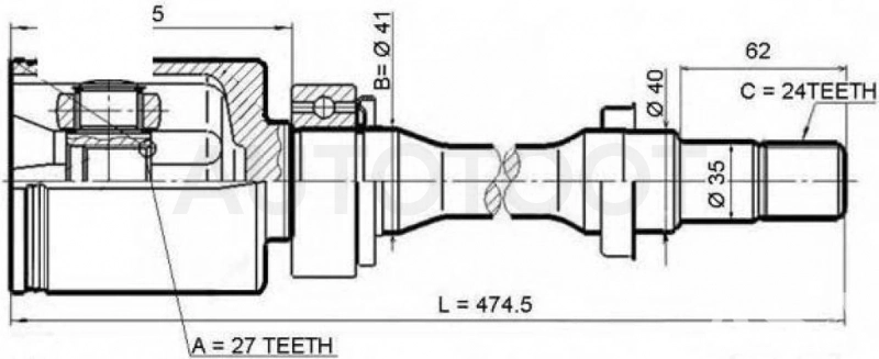 Шрус внутренний правый 2.0-2.4 -ST1423 Sufix для TOYOTA CAMRY