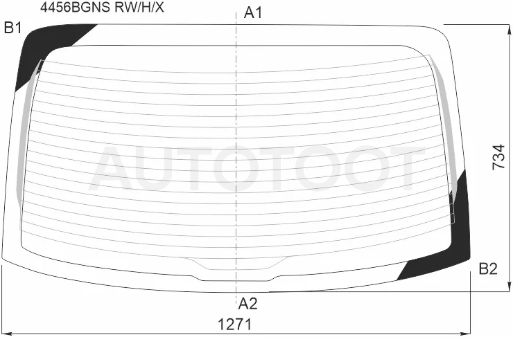 Стекло заднее (Цвет зеленый/ Обогрев) Kia Rio 16-22 / Solaris KRS 24
