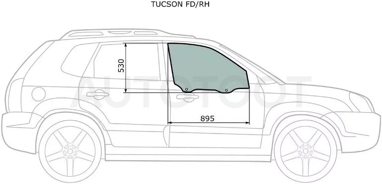 Стекло боковое опускное (Спереди/ Справа/ Цвет зеленый) Hyundai Tucson 04-09 - Артикул TUCSONFDRH - Производитель Xyg - Фото, Отзывы, Цены