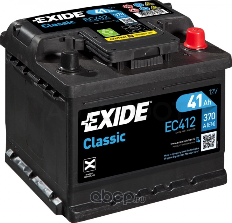 Аккумулятор EXIDE 41Ah 370A обратная полярность(-+)