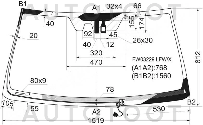 Стекло лобовое с обогревом щеток в клей -  для TOYOTA LAND CRUISER PRADO, LEXUS GX460