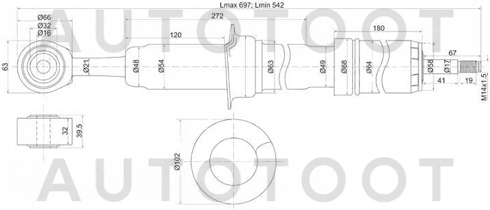 Амортизатор передний левый=правый -JAA0280 Just Drive для TOYOTA LAND CRUISER