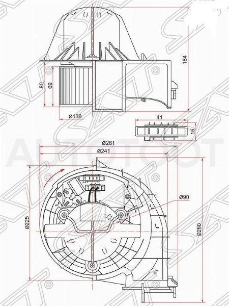 Мотор отопителя салона -ST64116971108 Sat для BMW X5, BMW X6