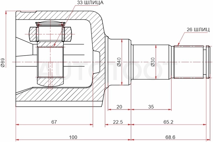 Шрус внутренний левый 1447555  33*26 -1601101SX Stellox для FORD MONDEO