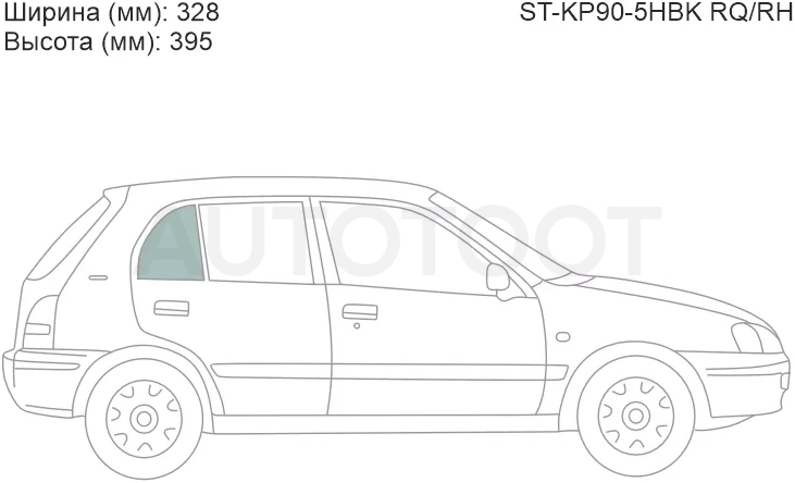 Стекло форточки (Сзади/ Справа/ Цвет зеленый) Toyota Starlet 95-99