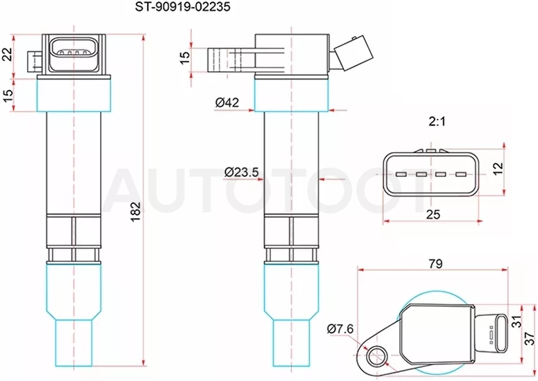 Катушка зажигания TOYOTA 3S-FSE 96-01 ST210/SV50/SXN10 (4) - Артикул ST9091902235 - Производитель Sat - Фото, Отзывы, Цены