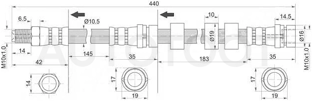 Шланг тормозной передний -STEC0143980A Sat для MAZDA TRIBUTE, FORD ESCAPE, FORD MAVERICK