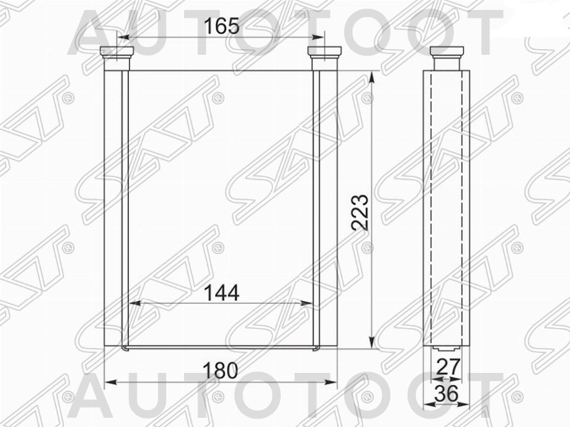 Радиатор отопителя салона 1ZZ/2ZZ -STTY283950 Sat для TOYOTA COROLLA, TOYOTA COROLLA FIELDER, TOYOTA WILL VS, TOYOTA COROLLA SPACIO, TOYOTA COROLLA VERSO, TOYOTA MATRIX, TOYOTA RUNX, TOYOTA ALLEX, TOY