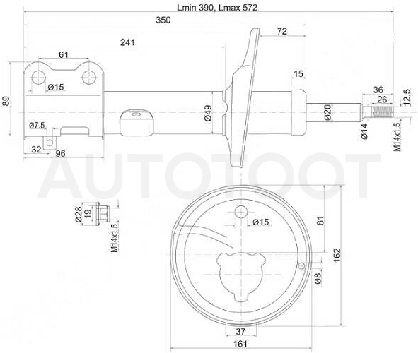 Амортизатор задний 4WD левый -JAS0228 Just Drive для TOYOTA COROLLA, TOYOTA COROLLA SPACIO