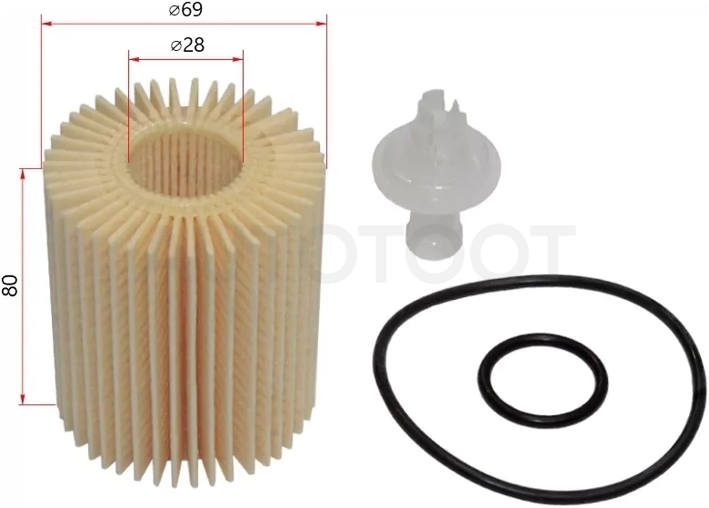 Фильтр масляный (Картридж) TOYOTA AVENSIS,AURIS,LEXUS LS460 1-2TRFE, 3-4GRFE 06