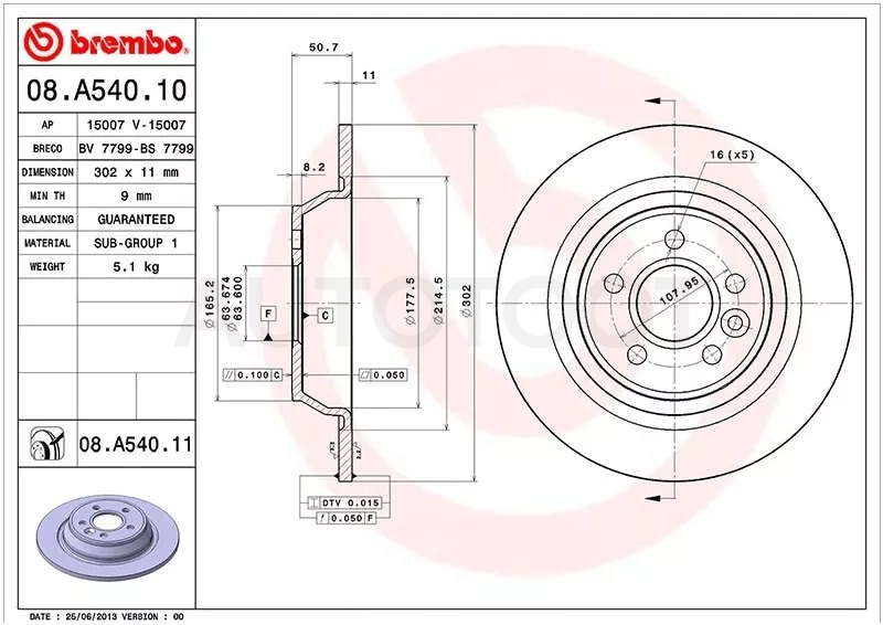 Диск тормозной (Сзади) Ford Focus 04-11 / Kuga 08-13