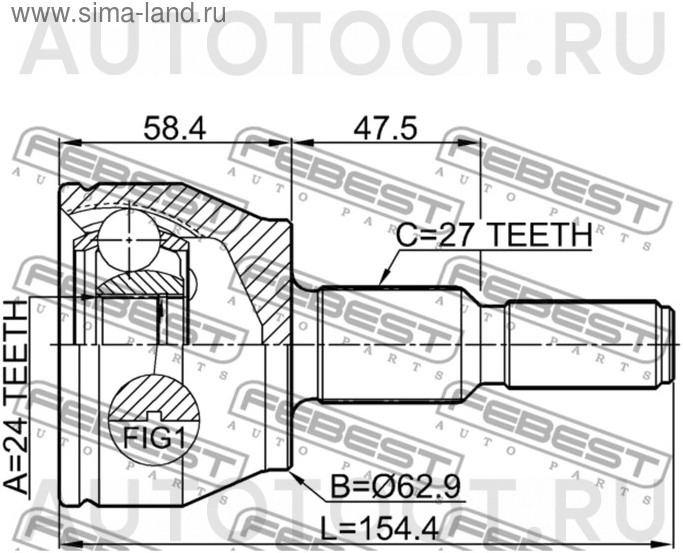 Шрус наружний 24x27 -M8111104 Marshall для FORD FOCUS