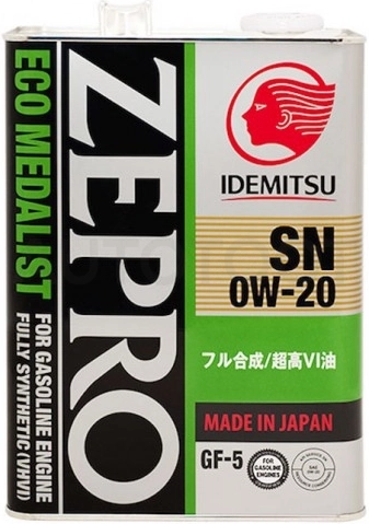 Масло моторное синтетическое IDEMITSU ZEPRO ECO MEDALIST SN/GF-5 0W-20 4л