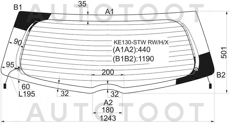 Стекло заднее (крышка багажника) с обогревом -  для TOYOTA COROLLA FIELDER