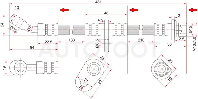 Шланг тормозной задний (Таиланд) HONDA CIVIC/INTEGRA/ISUZU JEMENI 94-01 LH=RH