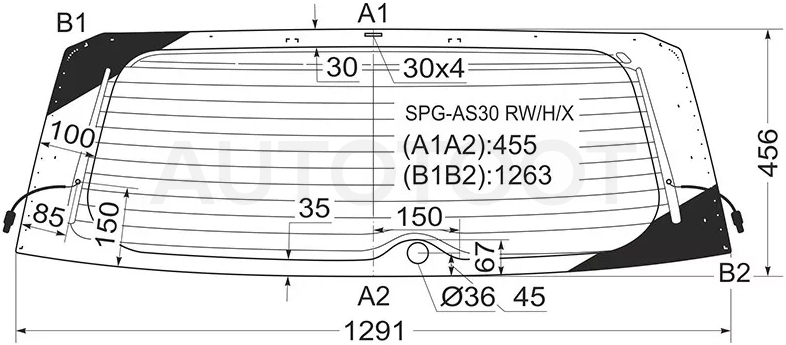Стекло заднее (Цвет зеленый/ Обогрев) Toyota RAV4 (XA30) 05-13 / Vanguard 07-13 - Артикул SPGAS30RWHX - Производитель Sat - Фото, Отзывы, Цены