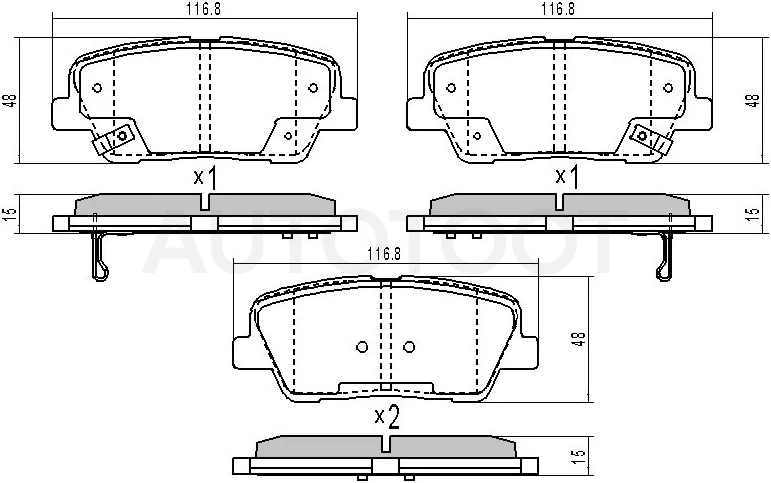 Колодки тормозные (Сзади) Hyundai Elantra 10-16 / Santa Fe 05-21 / Kia Sorento 09-21 / Hyundai Avante 06-11 / Equus 10-17 / Genesis 08-17 / Grand Santa Fe 13-18 / Kia Quoris 15-19 / Stinger 17-21