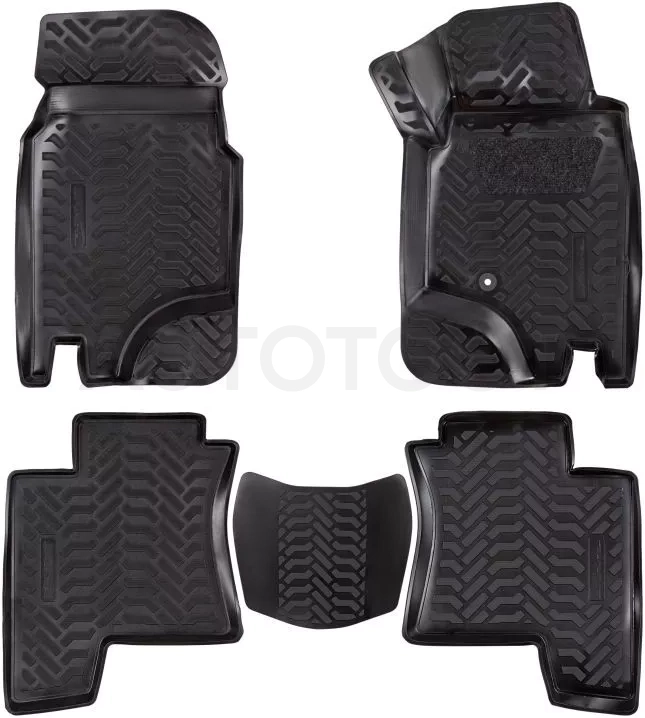 Ковры для Mitsubishi Pajero II 5D (91-) (RHD), 5 шт., выс.борт, 3D с подпятником, ТЭП, черн.