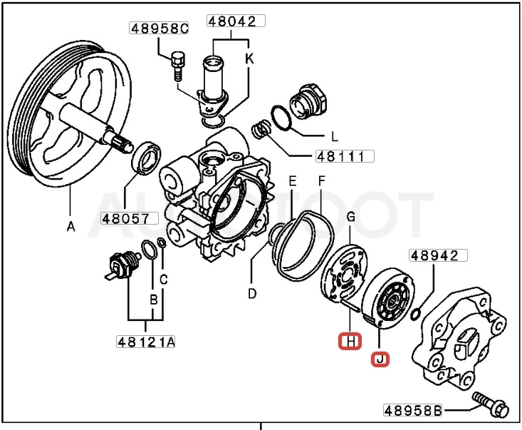 Пара рабочая насоса ГУР -HPP0005RS Motorherz для MITSUBISHI LANCER