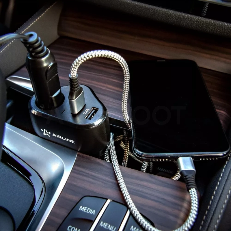Разветвитель прикуривателя 1 гнездо 5А + 2xUSB 2.4A+2.4A PRO - Артикул AEBD070 - Производитель Airline - Фото, Отзывы, Цены