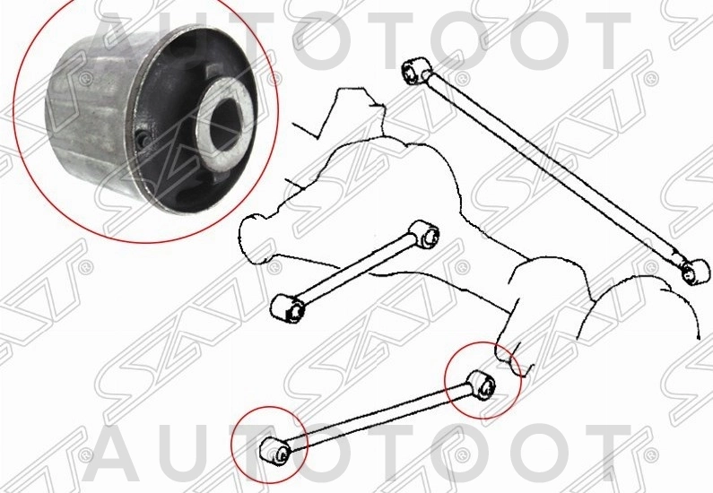 Сайлентблок заднего нижнего продольного рычага -ST4870260100 Sat для TOYOTA LAND CRUISER, LEXUS LX470