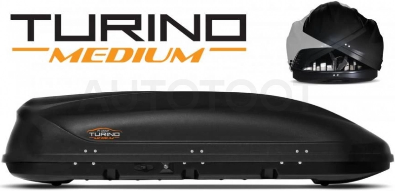460л Бокс-багажник на крышу Аэродинамический Черный "Turino Medium" ДВУСТОРОННЕЕ открывание