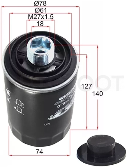 Фильтр масляный VW PASSAT/GOLF/JETTA 1,8/2,0 05-/AMAROK/BEETLE 2,0 10-/AUDI A3 04-/A4/A5 1,8/2,0 07
