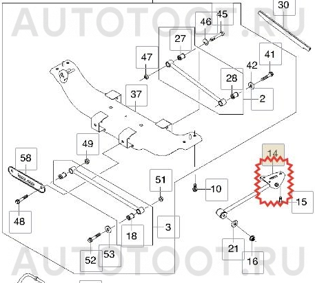 Сайлентблок задней продольной тяги задний 2wd/4wd -ST5511625000 Sat для KIA SPORTAGE, CHEVROLET LACETTI, DAEWOO GENTRA