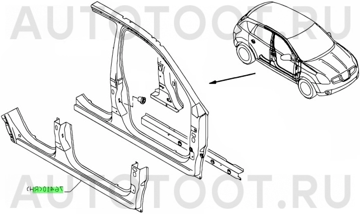 Порог правый -  для NISSAN QASHQAI