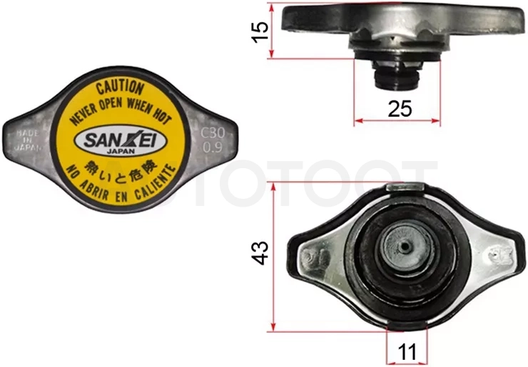 Пробка радиатора (0.9) Niss/Toy/Suz/Maz/MMC/Daihatsu - Артикул KHC30 - Производитель Sankei - Фото, Отзывы, Цены